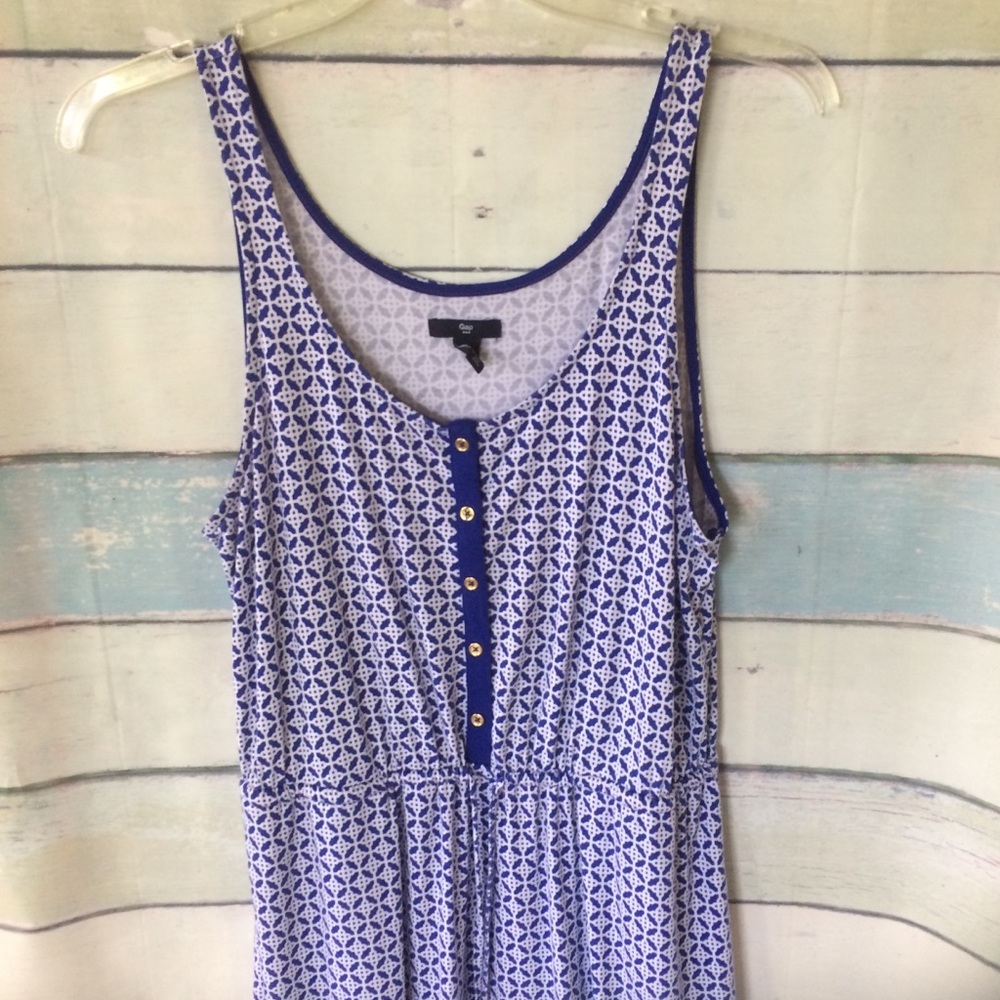 Gap Ladies Long Blue And White Patterned Dress